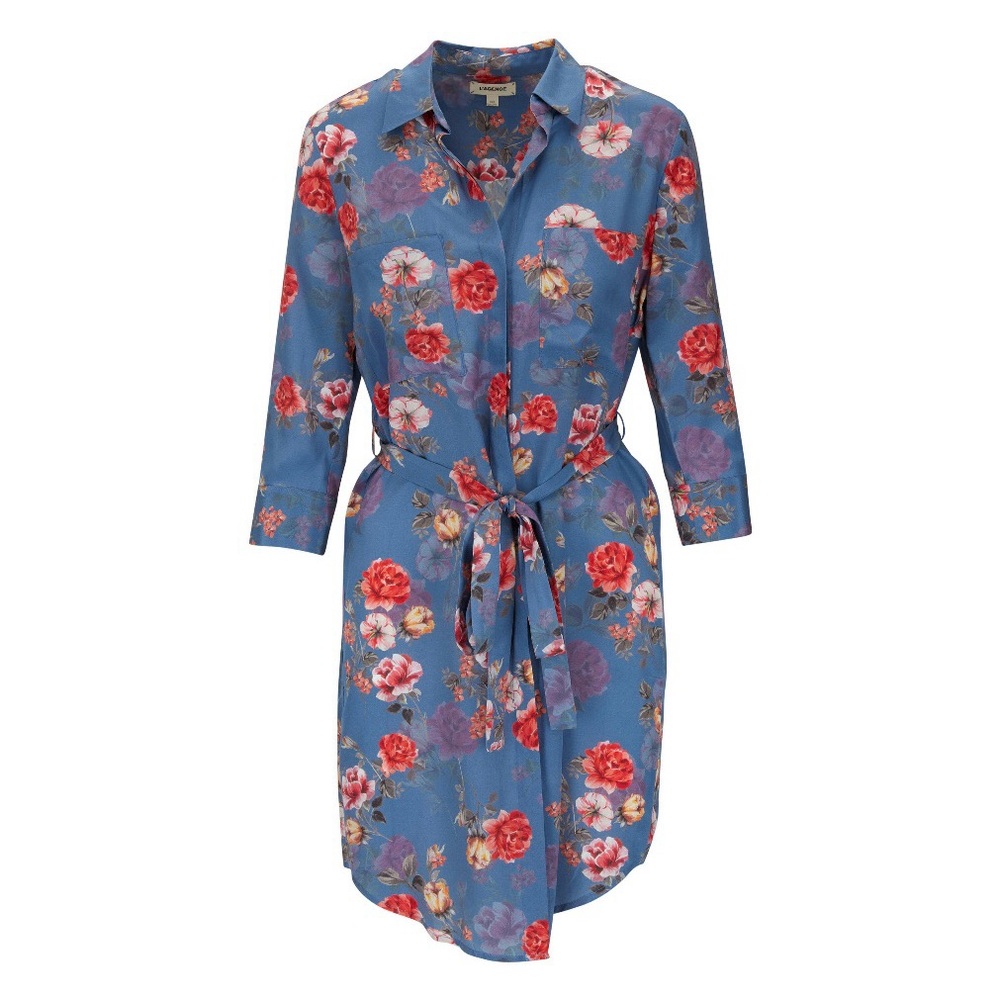 L'AGENCE Stella Antique Rose Silk Shirt Dress